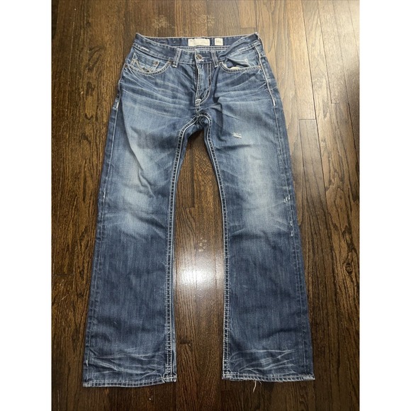 1633 Union u-crafted T Distressed Straight 100% Cotton-Denim Blue Jeans 34L - Picture 1 of 7